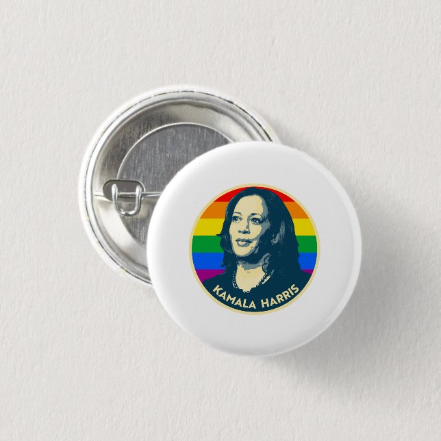 KAMALA HARRIS PRIDE BADGE 1 INCH ROUND BUTTON (Front & Back)