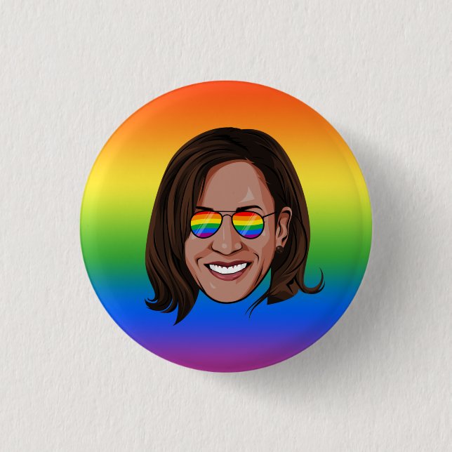 Kamala Harris Pride Holiday 1 Inch Round Button (Front)