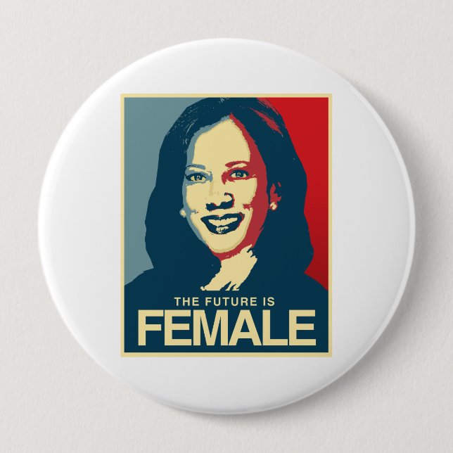 Kamala Harris Propaganda - Future is Female - 4 Inch Round Button (Front)