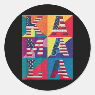 Kamala Harris Quilted Show Your Support For Harris Classic Round Sticker