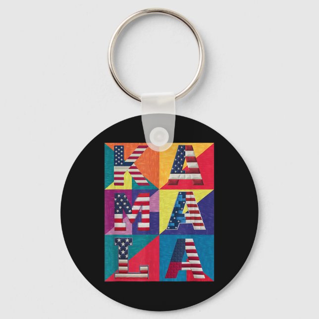 Kamala Harris Quilted Show Your Support For Harris Keychain (Front)