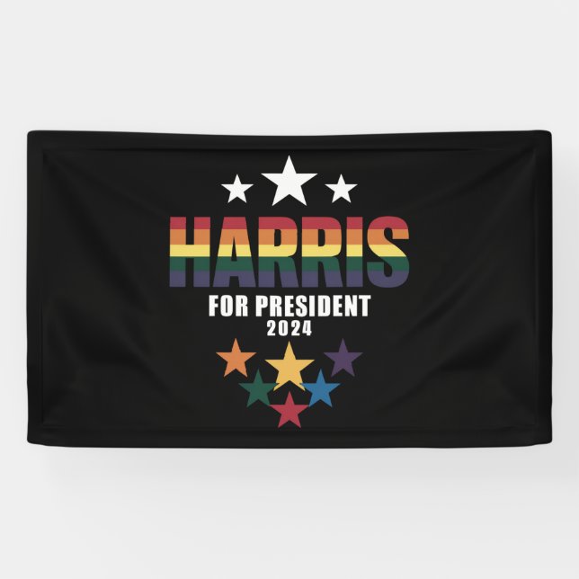 Kamala Harris Rainbow Gay Pride LGBT Election 2024 Banner (Horizontal)