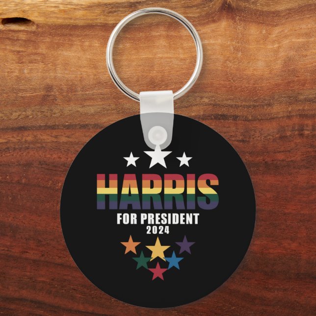 Kamala Harris Rainbow Gay Pride LGBT Election 2024 Keychain (Front)