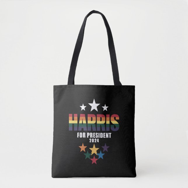 Kamala Harris Rainbow Gay Pride LGBT Election 2024 Tote Bag (Front)