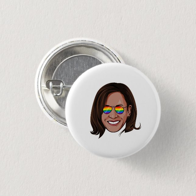 Kamala Harris Rainbow Sunglasses 1 Inch Round Button (Front & Back)