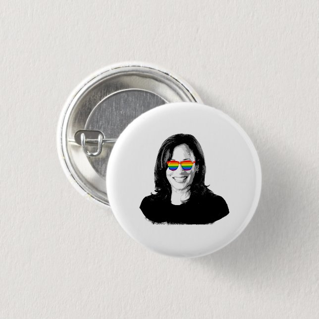Kamala Harris Rainbow Sunglasses 1 Inch Round Button (Front & Back)