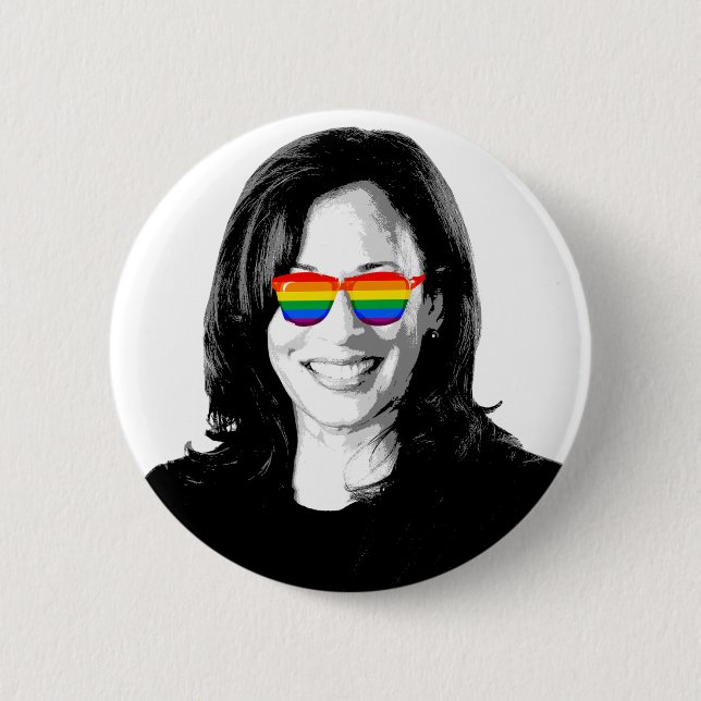 Kamala Harris Rainbow Sunglasses Coffee Mug 2 Inch Round Button (Front)