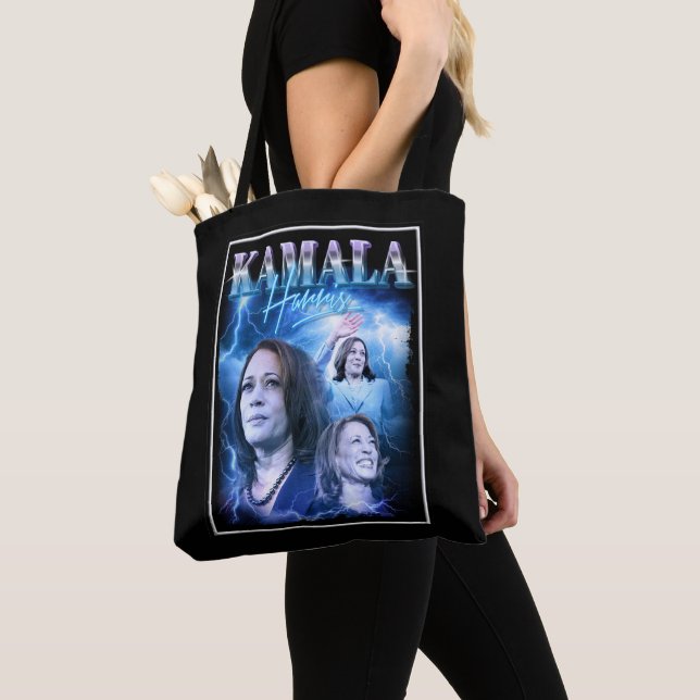 Kamala Harris Retro 90s Style Tote Bag (Close Up)