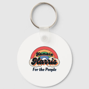 Kamala Harris Retro Rainbow Design Keychain