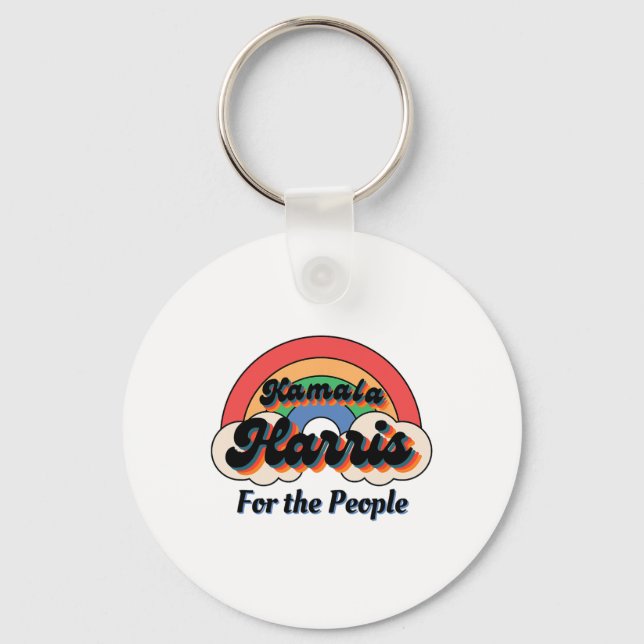 Kamala Harris Retro Rainbow Design  Keychain (Front)