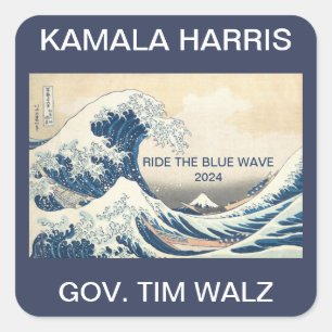 KAMALA HARRIS RIDE THE BLUE WAVE 2024  SQUARE STICKER