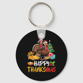 Kamala Harris Santa Claus Riding Turkey Happy Than Keychain