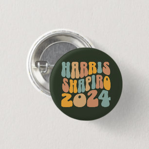 Kamala Harris Shapiro Wavy Text Retro Trendy 1 Inch Round Button