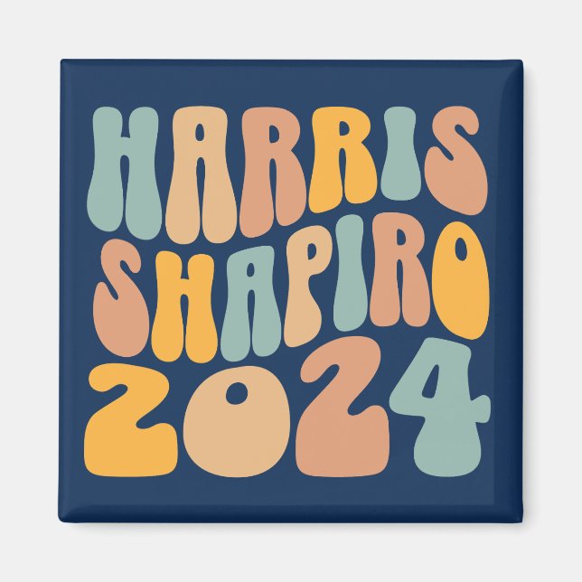 Kamala Harris Shapiro Wavy Text Retro Trendy Magnet (Front)