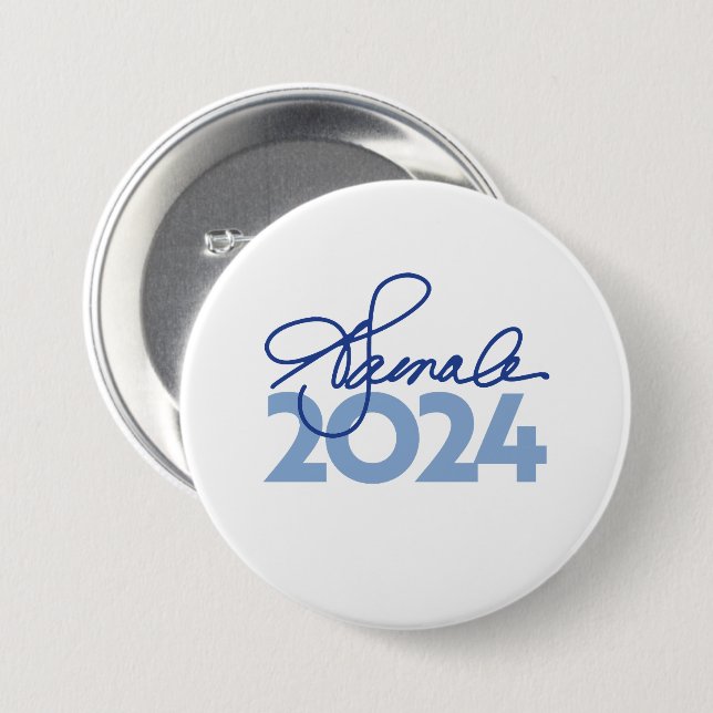 Kamala Harris Signature 2024 3 Inch Round Button (Front & Back)