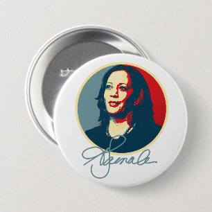 Kamala Harris Signature Portrait 3 Inch Round Button