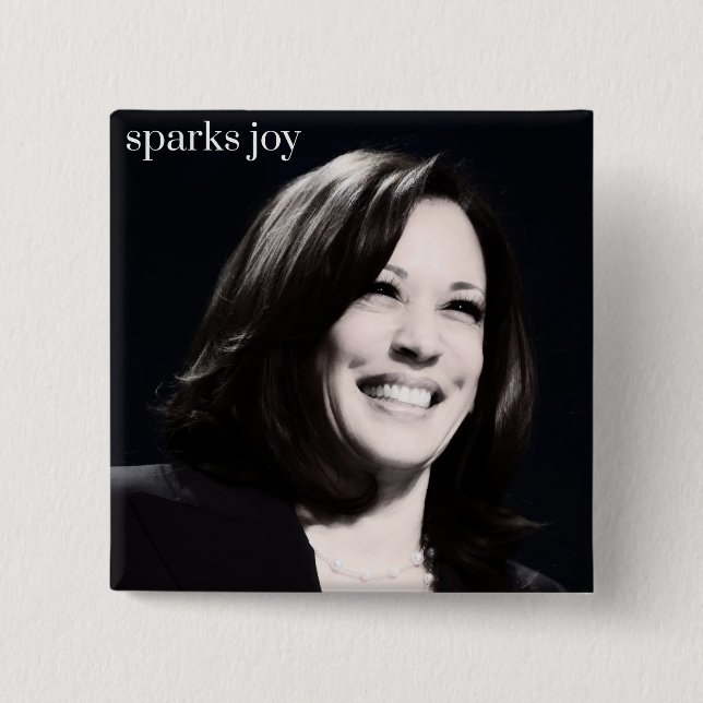 Kamala Harris Sparks Joy 2 Inch Square Button (Front)