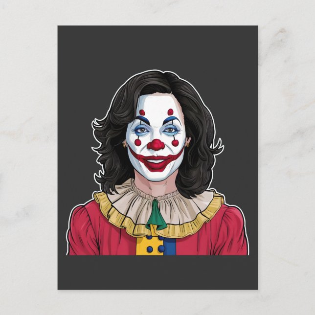 Kamala Harris Spooky Halloween Clown Election 2024 Invitation Postcard (Front)