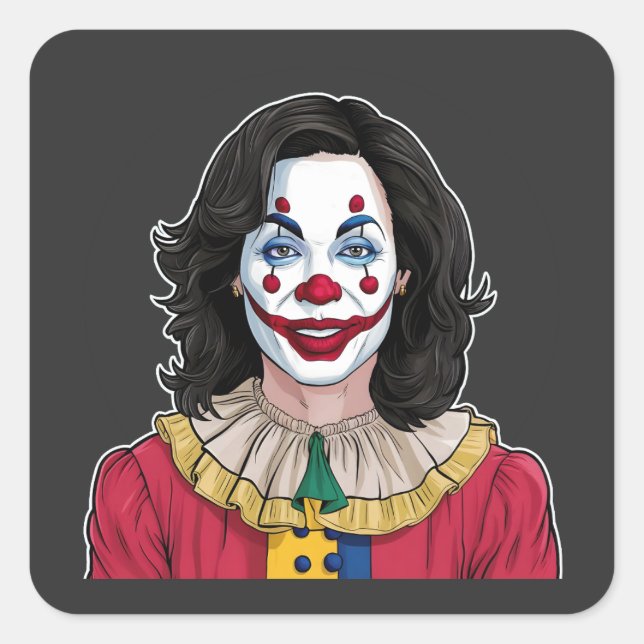 Kamala Harris Spooky Halloween Clown Election 2024 Square Sticker (Front)