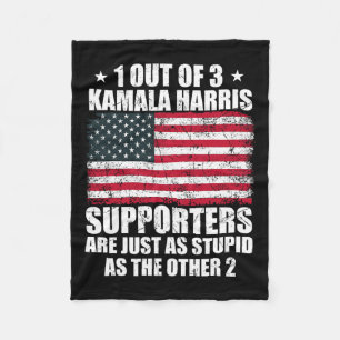 Kamala Harris Stupid Joke American Flag Usa Funny Fleece Blanket
