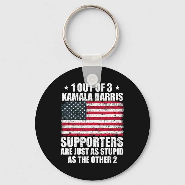 Kamala Harris Stupid Joke American Flag Usa Funny  Keychain (Front)