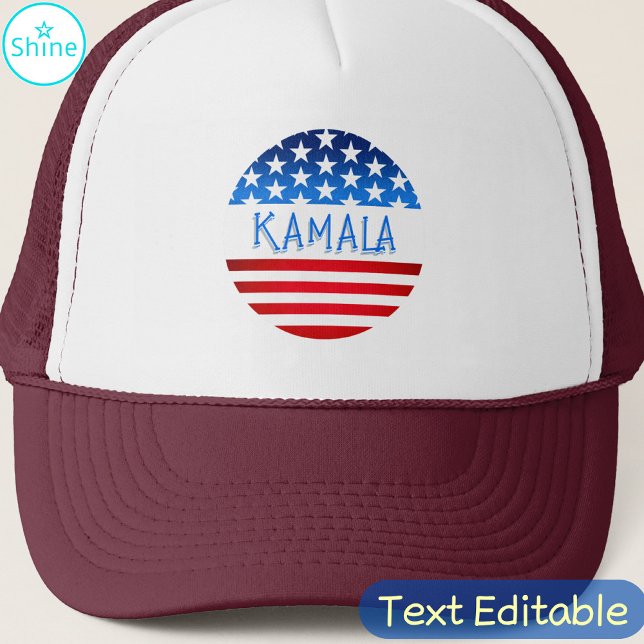 Kamala Harris Supporter Volunteer Fans Custom Text Trucker Hat (Creator Uploaded)