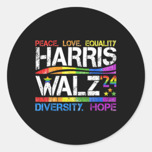 Kamala Harris Tim W 2024 Peace Lgbt Harris W Waltz Classic Round Sticker