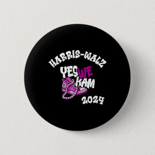 Kamala Harris Tim W 2024 yes We Kam Purple White T 2 Inch Round Button
