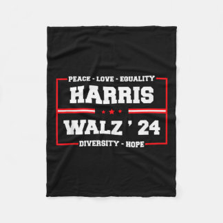 Kamala Harris Tim Walz 2024 Peace Lgbt Harris Walz Fleece Blanket
