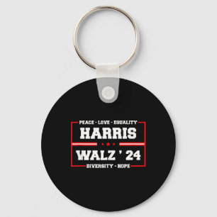Kamala Harris Tim Walz 2024 Peace Lgbt Harris Walz Keychain
