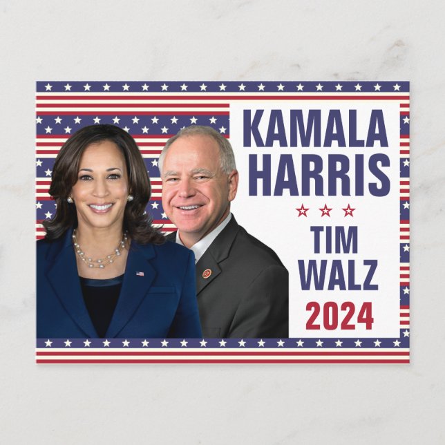 Kamala Harris Tim Walz 2024 President Vice Photos Postcard (Front)