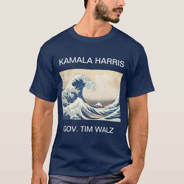 KAMALA HARRIS TIM WALZ BLUE WAVE T-Shirt (Front)