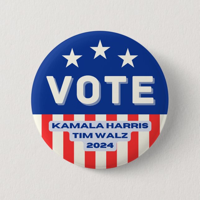 Kamala Harris - Tim Walz Circle 2 Inch Round Button (Front)