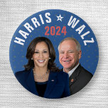 Kamala Harris Tim Walz President Vice 2024 Photos 1 Inch Round Button<br><div class="desc">This design says,  "Kamala Harris / Tim Walz 2024" and includes a photograph of Kamala Harris and Tim Walz in front of a blue background with a light star pattern | Political election gear for Democrats | United States campaign merchandise | Check out more Harris merch here: https://www.zazzle.com/store/politicaltheatre/products?dp=252536702459719117&cg=196747433535254757&ps=204</div>