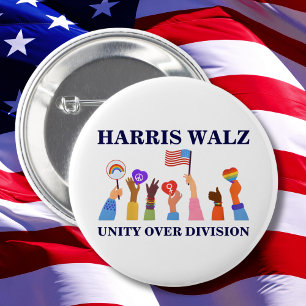 Kamala Harris Tim Walz Unity Over Division 2 Inch Round Button