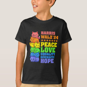 Kamala Harris Tim Wheimer 2024 Peace Cat Lgbt Harr T-Shirt
