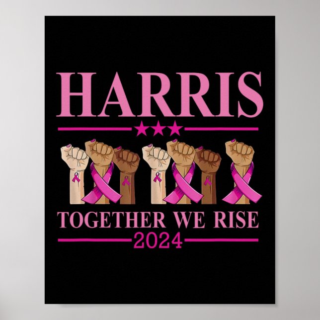 Kamala Harris Together We Rise Breast Cancer Aware Poster (Front)