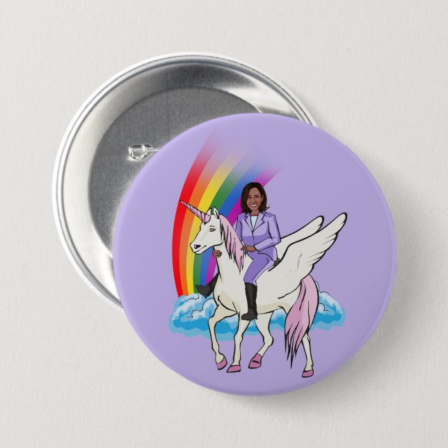 Kamala Harris Unicorn 2024 3 Inch Round Button (Front & Back)