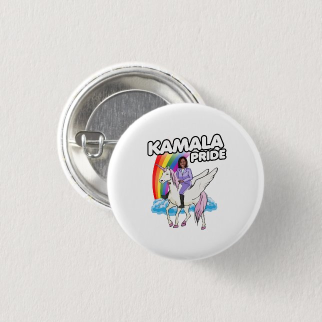 KAMALA HARRIS UNICORN PRIDE 1 INCH ROUND BUTTON (Front & Back)