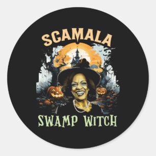Kamala Harris Unmasked Swamp Witch Halloween 2024 Classic Round Sticker