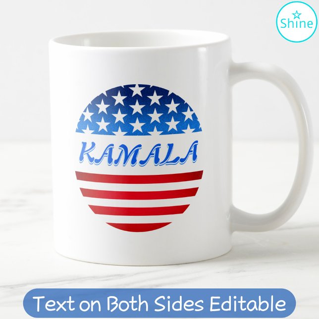 Kamala Harris USA Flag Custom Text Elections 2024 Coffee Mug (Creator Uploaded)