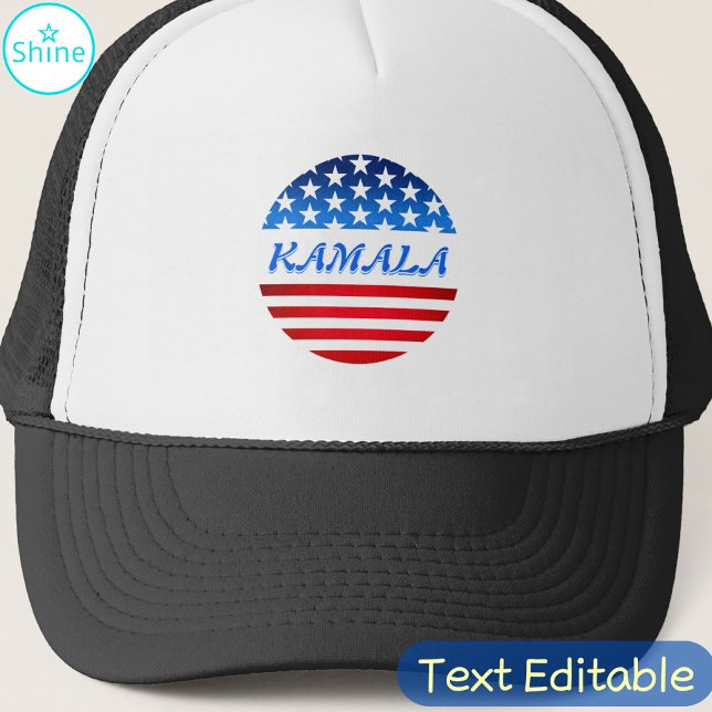 Kamala Harris USA Flag Custom Text Elections 2024 Trucker Hat (Creator Uploaded)