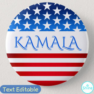 Kamala Harris USA Flag Democrats Personalized Text 2 Inch Round Button
