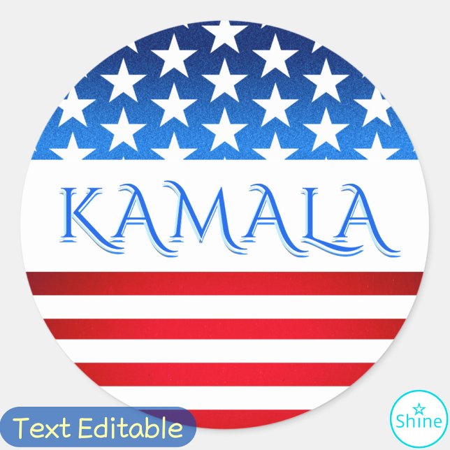 Kamala Harris USA Flag Democrats Personalized Text Classic Round Sticker (Creator Uploaded)