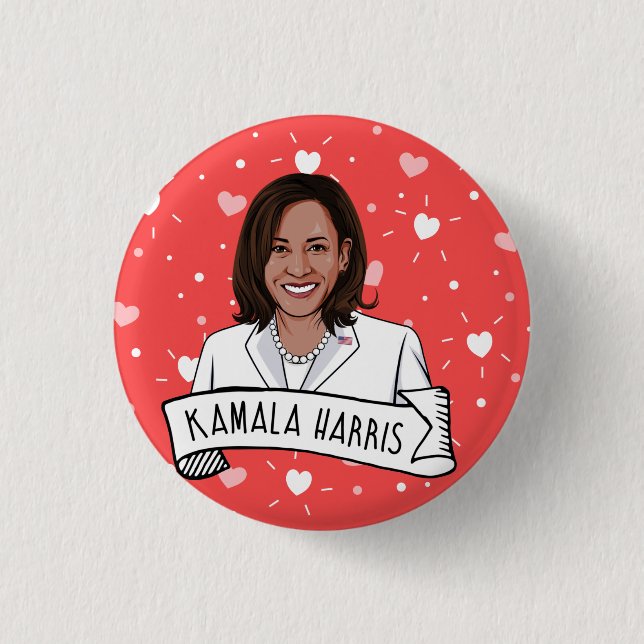Kamala Harris Valentine's Day 1 Inch Round Button (Front)
