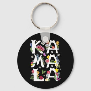 Kamala Harris Vintage Floral Cat Letters President Keychain