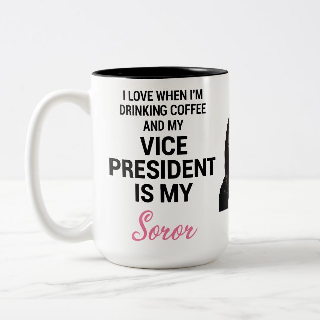 Kamala Harris VP AKA Alpha Kappa Alpha Two-Tone Coffee Mug (Left)