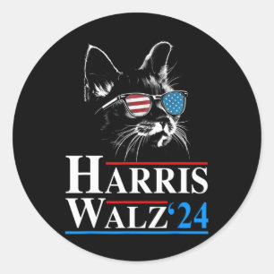 Kamala Harris W 2024 Harris Waltz Vp President Cat Classic Round Sticker