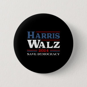 Kamala Harris Waltz 2024 Election Save Democracy 2 Inch Round Button