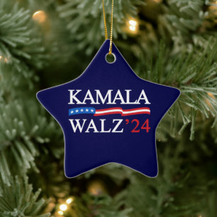 Kamala Harris Walz 2024 Obviously Blue Ceramic Ornament
